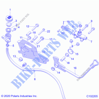 BRAKES, BRAKE PEDAL AND MASTER CYLINDER   A23SLE95PK (C102205) for Polaris SPORTSMAN 1000 2023