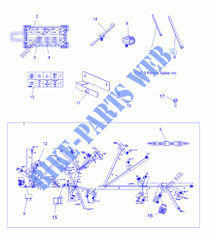 WIRE HARNESS, NON EPS   A14GH85AD (49ATVHARNESS14850SCRAM) for Polaris SCRAMBLER 850 XP HO / EPS 2014