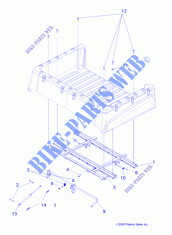 BED BOX MOUNTING   R11RC08GA/GH/FA/FH (49RGRBOXMOUNTING10) for Polaris RANGER EV 4X4/INTL 2011