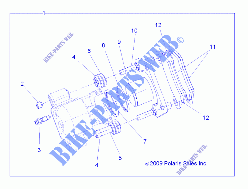 REAR BRAKE CALIPER   R11RC08GA/GH/FA/FH (49RGRCALIPERRR10EV) for Polaris RANGER EV 4X4/INTL 2011