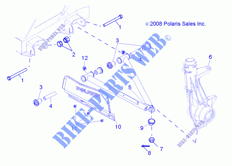 SUSPENSION, A ARM AND STRUT MOUNTING   R11RC08GA/GH/FA/FH (49RGRAARM10) for Polaris RANGER EV 4X4/INTL 2011