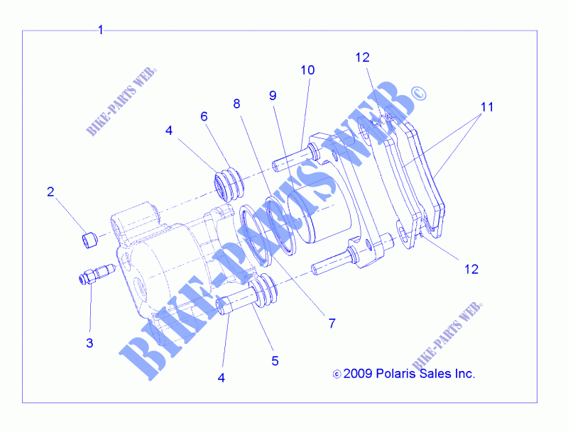 REAR BRAKE CALIPER   R10RC08GA/GH/FA/FH (49RGRCALIPERRR10EV) for Polaris RANGER EV/INTL 4X4 2010