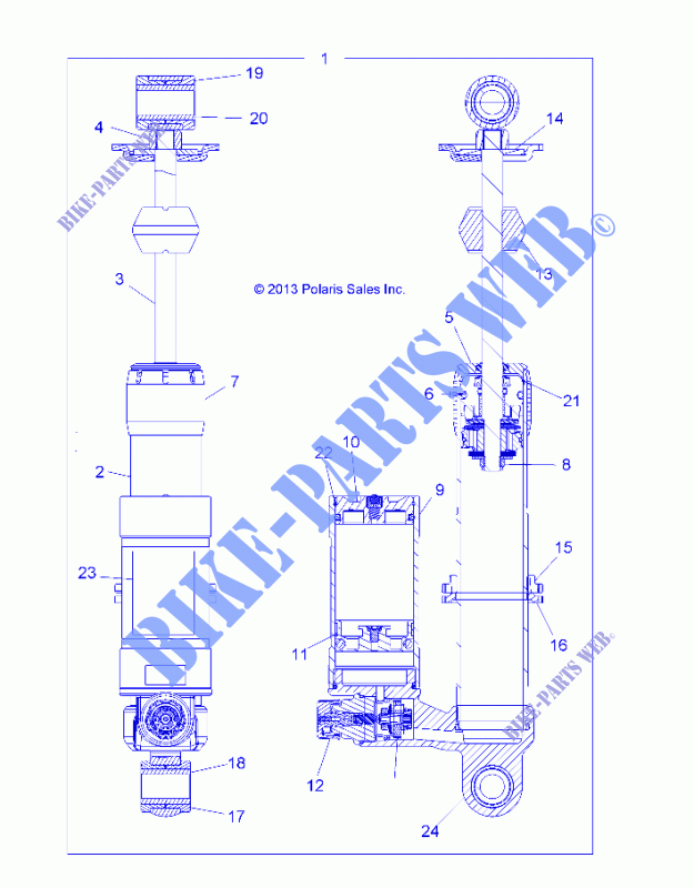 FRONT SHOCK   A14GH9EAW (49ATVSHOCKFRT7044135) for Polaris SCRAMBLER XP 1000 HO EPS 2014