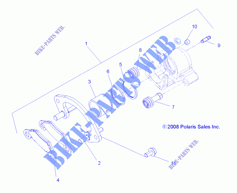 REAR BRAKE CALIPER   A14GH9EAW (49ATVBRAKERR09SPXP850) for Polaris SCRAMBLER XP 1000 HO EPS 2014