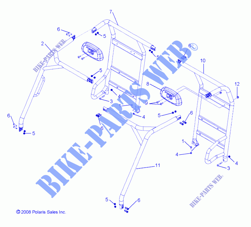CHASSIS, CAB FRAME   R09HH68/HY68 ALL OPTIONS (49RGRFRAME097004X4) for Polaris RANGER 4X4 700 EFI ALL OPTIONS 2009