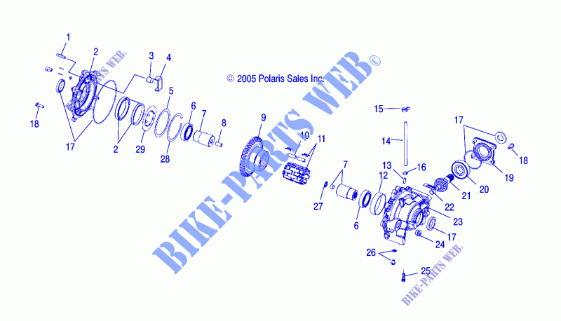 DRIVE TRAIN, FRONT GEARCASE (BUILT 8/28/07 AND BEFORE)   R08RH68 ALL OPTIONS (4999202259920225D03) for Polaris RANGER 4X4 700 EFI/XP ALL OPTIONS 2008