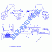 DECALS   R08RB50AA (49RGRDECALSS082X4) for Polaris RANGER 500 2X4 2008