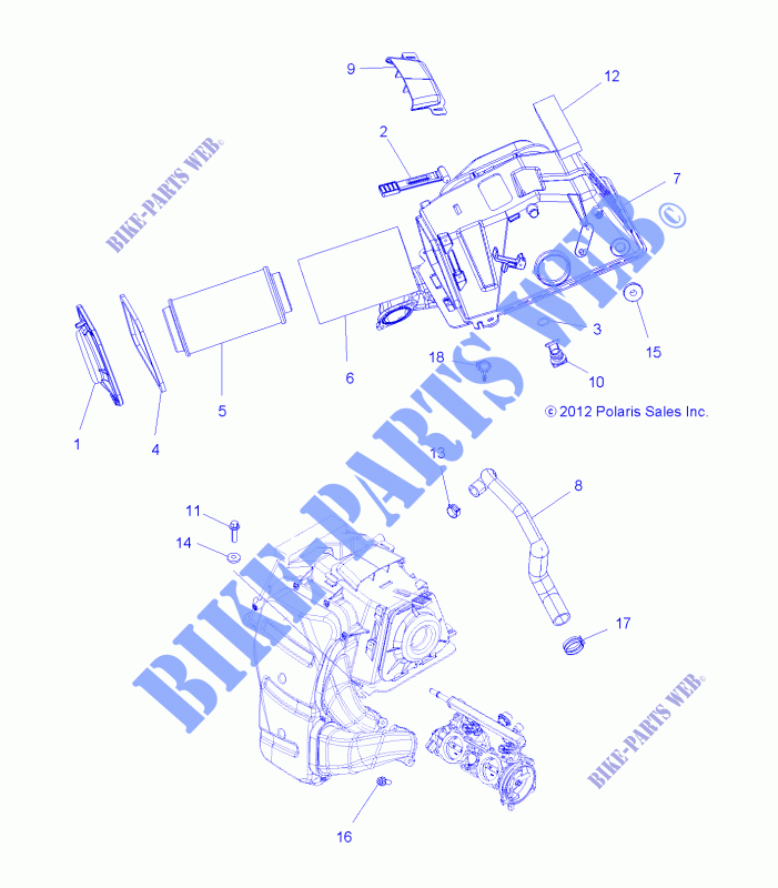 ENGINE, AIR INTAKE   A14GH8EFI (49ATVAIRINTAKE13850SCRAM) for Polaris SCRAMBLER XP 850 HO EPS INTL 2014