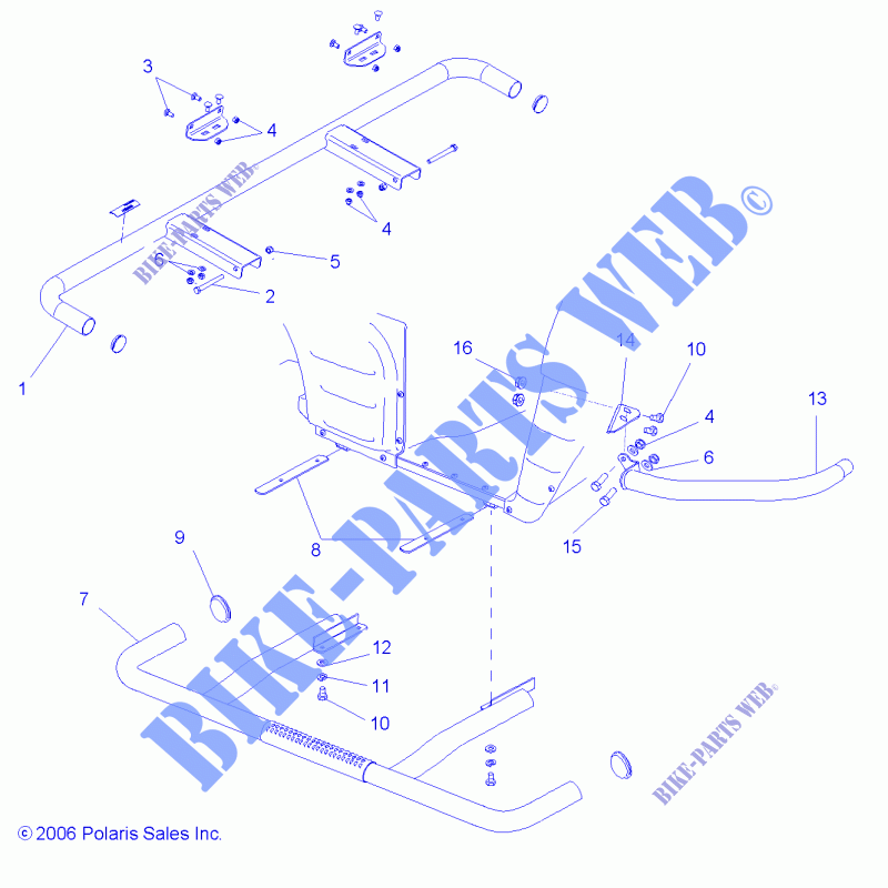 BUMPER   NERF BAR   R07RH68AD/AG/AH/AK/AL/AO/AP/AW (49RGRNERFBAR077004X4) for Polaris RANGER 4X4 700 EFI/LE 2007