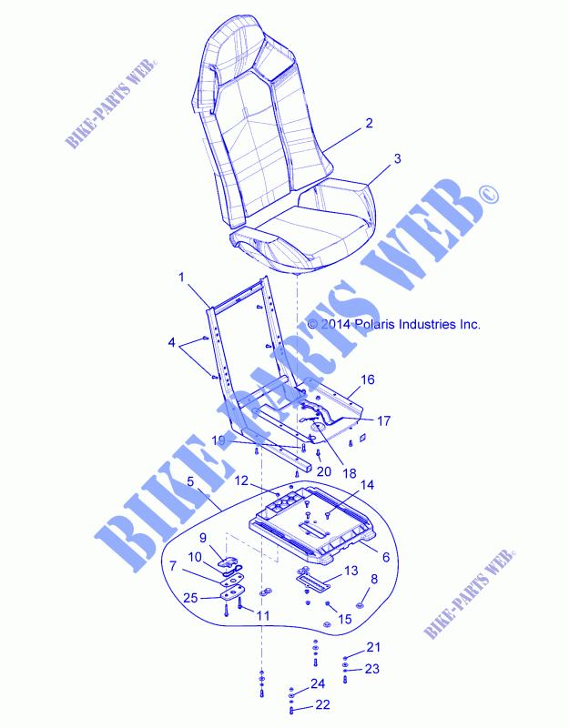 SEAT ASM. AND SLIDER   Z16VDE92AE/AH/AV/AS/AW/N8 (49RGRSEAT15RZR900) for Polaris RZR XP TURBO S 2018