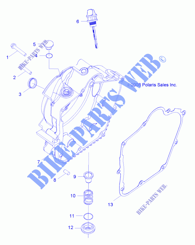 CRANKCASE COVER, RH   R15YAV17AA/AF/BA/BF (49RGRCRANKCVRRH09RZR170) for Polaris RZR 170 2015