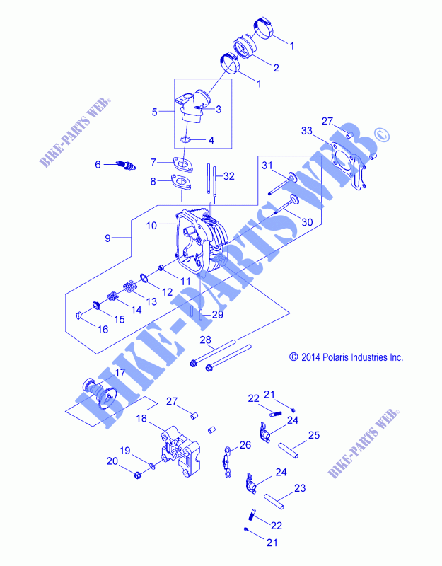 CYLINDER HEAD   R15YAV17AA/AF/BA/BF (49RGRCYLINDER15RZR170) for Polaris RZR 170 2015