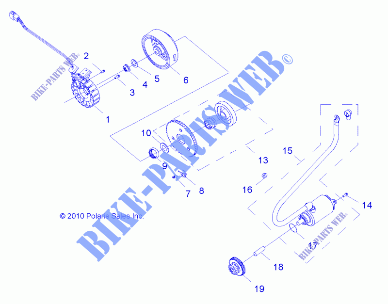 ENGINE, STARTING MOTOR   R15YAV17AA/AF/BA/BF (49RGRSTARTINGMTR11RZR170) for Polaris RZR 170 2015