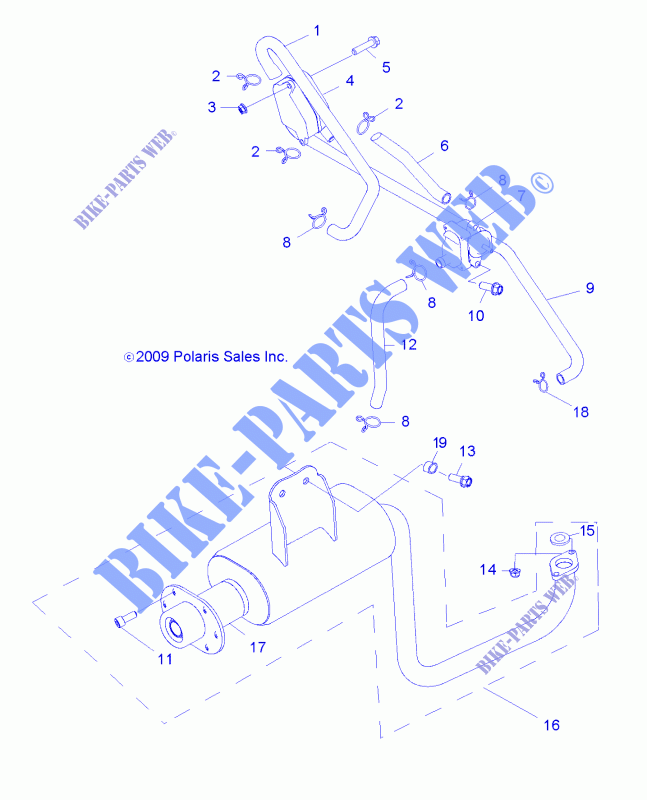 EXHAUST   R15YAV17AA/AF/BA/BF (49RGREXHAUST10RZR170) for Polaris RZR 170 2015