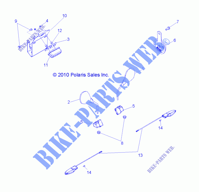 TURN SIGNALS, HORN and MIRRORS   Z15VHA57FJ (49RGRTURNSIG11RZRI) for Polaris RZR 570 EU 2015