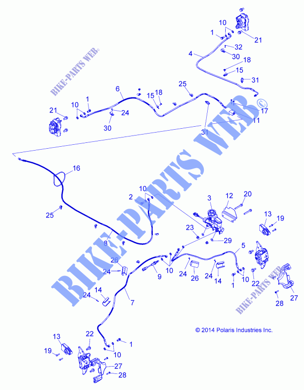 BRAKE LINES AND MASTER CYLINDER   Z15VBA87AJ/LJ/E87AK/AM/AT/LT/AL/AV (49RGRBRAKELINES15Z90060) for Polaris RZR 900 60 INCH ALL OPTIONS 2015