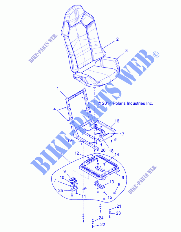 SEAT ASM. AND SLIDER   Z15VBA87AJ/LJ/E87AK/AM/AT/LT/AL/AV (49RGRSEAT15RZR900) for Polaris RZR 900 60 INCH ALL OPTIONS 2015