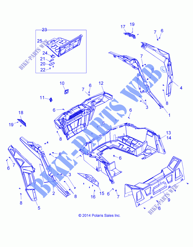 REAR RACK AND FENDERS   Z15VBE87FK/JK (49RGRRACKMTG15RZR900) for Polaris RZR 900 60 INCH EPS INTL 2015