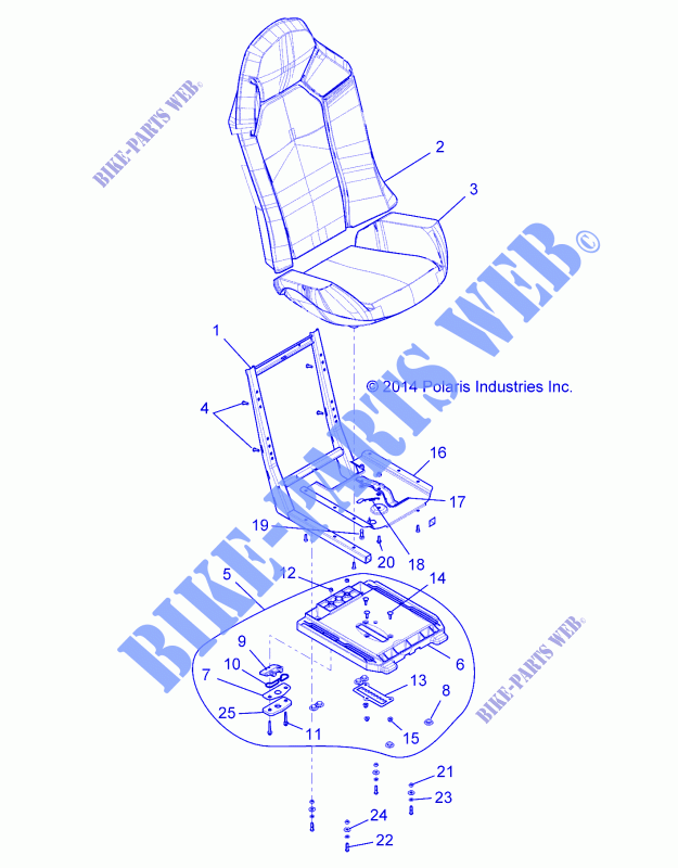 SEAT ASM. AND SLIDER   Z15VBE87FK/JK (49RGRSEAT15RZR900) for Polaris RZR 900 60 INCH EPS INTL 2015