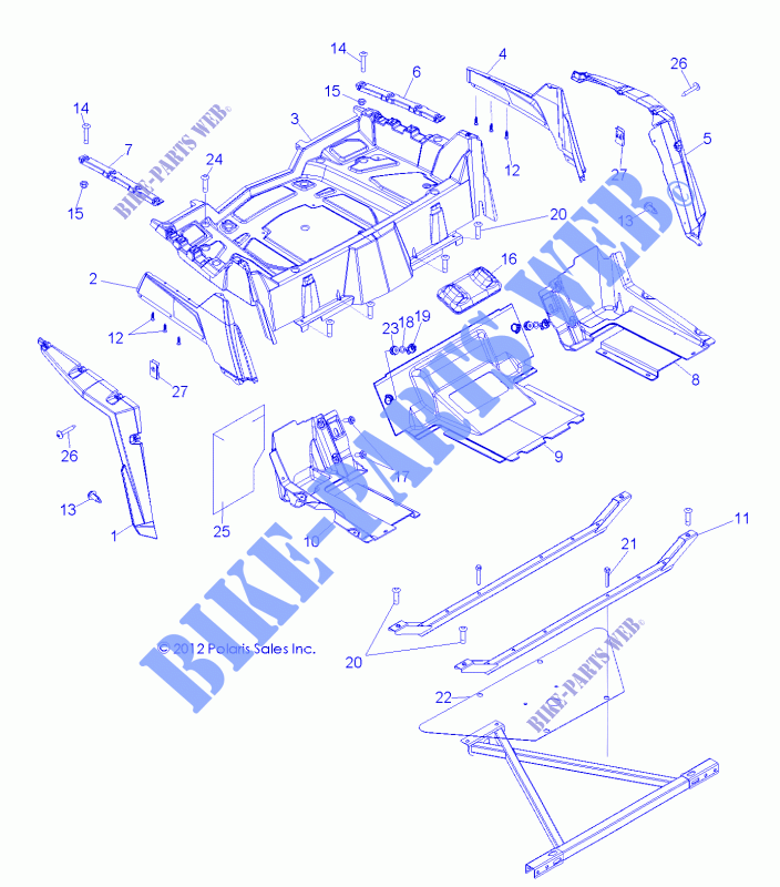 REAR RACK and FENDERS   Z14XE7EAL/X (49RGRRACKMTG13RZR4) for Polaris RZR 4 800 EPS LE 2014