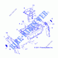 REAR RACK and FENDERS   Z14JT87AD/9EAO/9EAOL/9EAL (49RGRRACKMTG12RZRXP900) for Polaris RZR 900 / EPS LE 2014