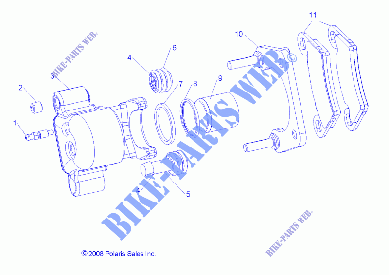 REAR BRAKE CALIPER   Z14JT87AD/9EAO/9EAOL/9EAL (49RGRCALIPERRR097004X4) for Polaris RZR 900 / EPS LE 2014