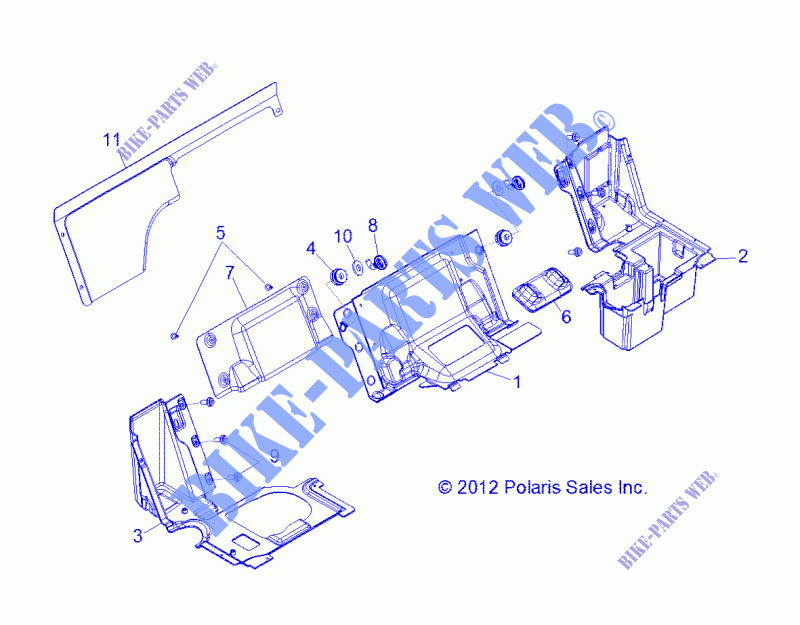 SEAT DIVIDER   Z14JT87AD/9EAO/9EAOL/9EAL (49RGRSEATDVD13RZR900) for Polaris RZR 900 / EPS LE 2014