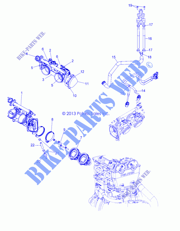 THROTTLE  BODY AND INJECTOR   Z14JT87AD/9EAO/9EAOL/9EAL (49RGRTHROTTLE BODY14RZR900) for Polaris RZR 900 / EPS LE 2014