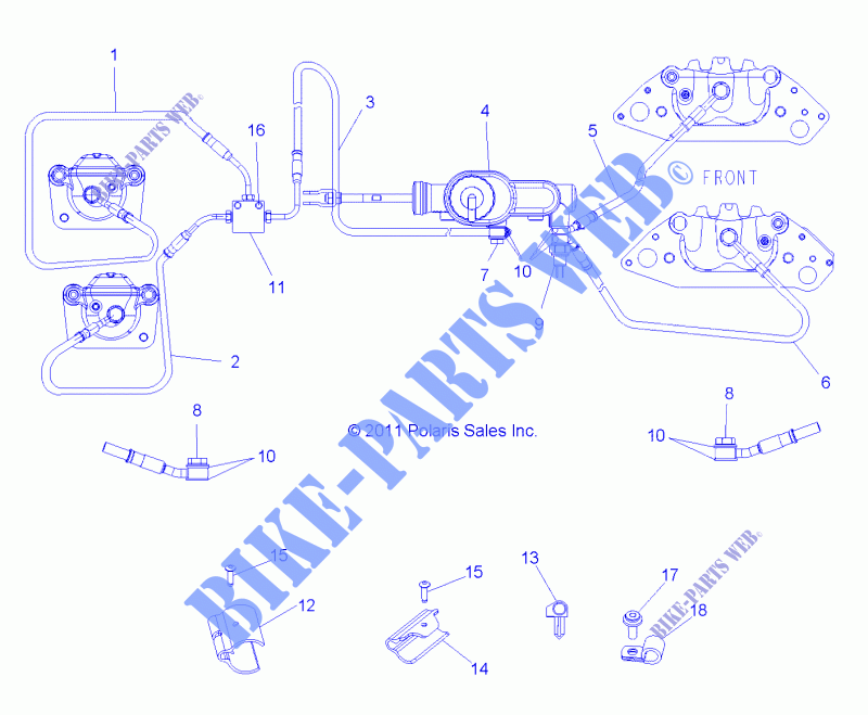 BRAKE LINES AND MASTER CYLINDER   Z14JT9EFX (49RGRBRAKELINES12RZRXP900) for Polaris RZR 900 INTL 2014
