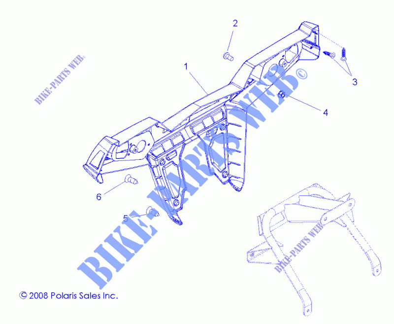 REAR BUMPER   Z14VE76AD/7EAL/7EAW/EAJ/EAU (49RGRBUMPERRR09RZR) for Polaris RZR S 800 / EPS / LE / FOX 2014