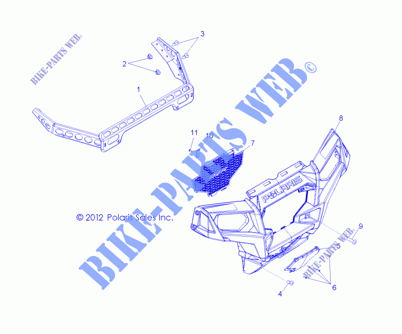 FRONT BUMPER   R13XE76AD/EAI (49RGRBUMPER13RZR) for Polaris RZR 4 800 EFI 2013