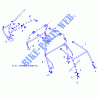 CHASSIS, CAB FRAME AND SIDE BARS   R13XT9EAL (49RGRCAB13JAGX) for Polaris RZR 4 XP JAGGED X 2013