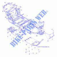 CHASSIS, MAIN FRAME AND SKID PLATE   R13XT87AA/9EAK (49RGRFRAME12RZRXP4) for Polaris RZR XP 4 900 EFI 2013