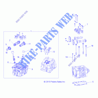 CYLINDER HEAD, CAMS AND VALVES   A14MX5ETH (49RGRCYLINDERHD14570) for Polaris SPORTSMAN 570 EFI UTE HD EPS 2014