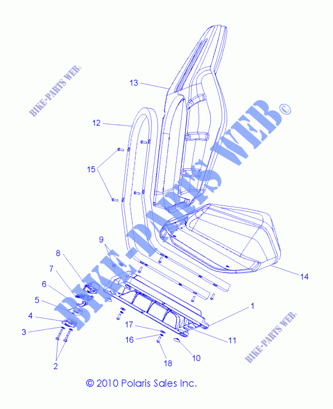 SEAT ASM.   R12VE76AB/AD/AE/AJ/AO (49RGRSEAT11RZR) for Polaris RZR S 800 EFI 2012