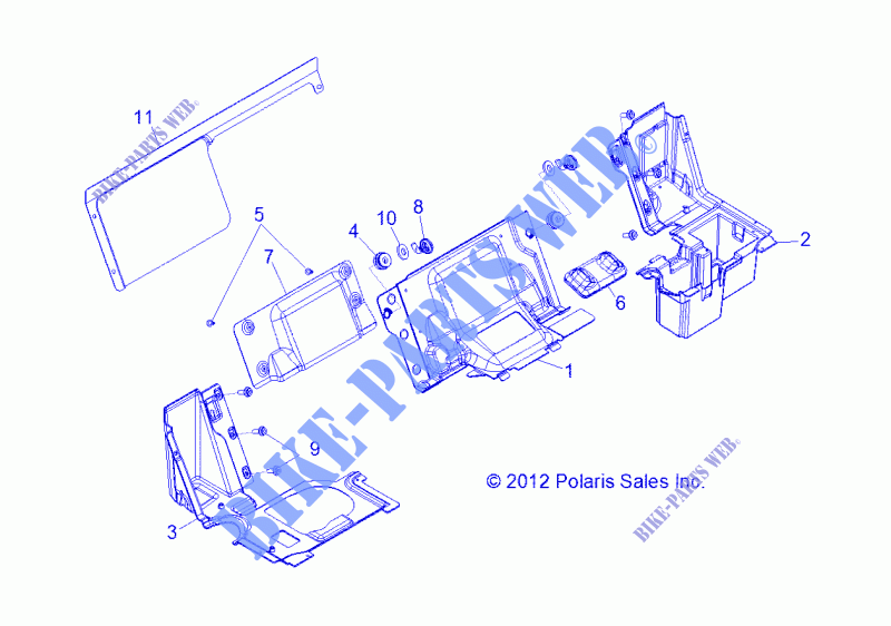 SEAT DIVIDER   R12JT87AB/AD/AS/AW/9EAW (49RGRSEATDVD12RZR900) for Polaris RZR XP 900 EFI 2012