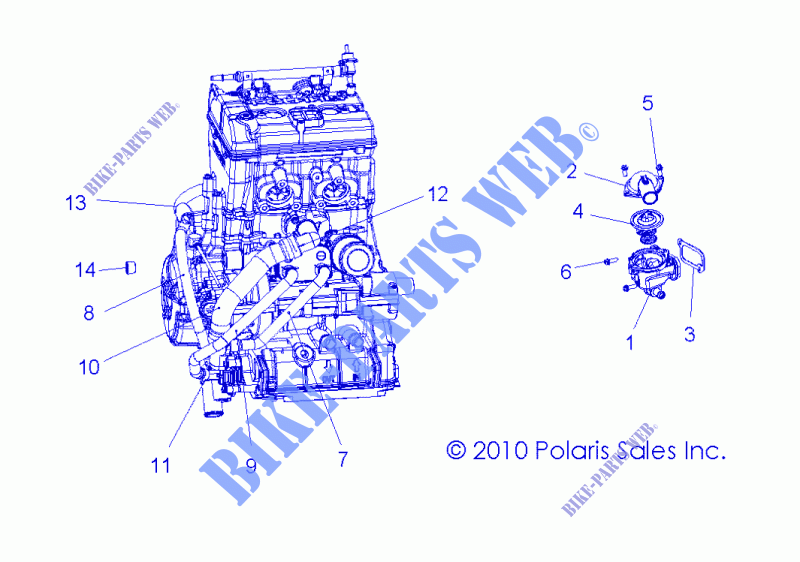 COOLING, THERMOSTAT AND BYPASS   R12JT9EFX (49RGRTHERMO11RZR875) for Polaris RZR XP INTL 2012