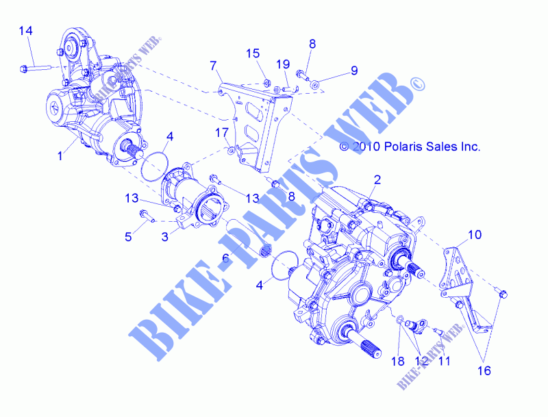DRIVE TRAIN, GEARCASE, DIFFERENTIAL MOUNTING   R11VM76FX (49RGRTRANSMTG11RZRSI) for Polaris RZR S EPS INTL 2011