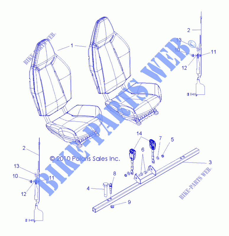 SEAT MOUNTING AND BELTS   R11JH87AA/AD (49RGRSEATMTG11RZR875) for Polaris RZR XP 900 2011
