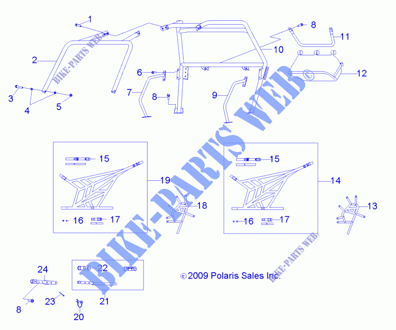 CHASSIS, CAB FRAME AND SIDE NETS   A10VA17AA/AD (49RGRCAB170) for Polaris RZR 170 2010