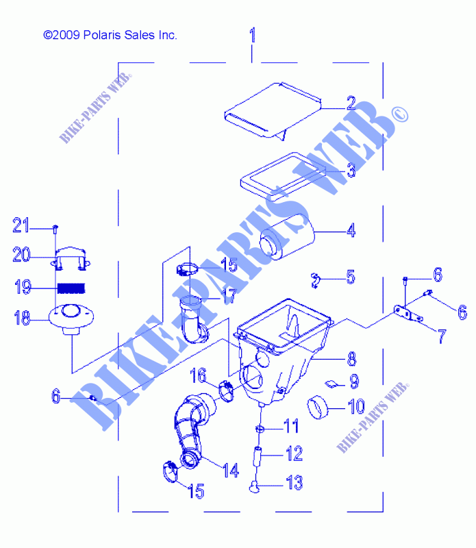 ENGINE, AIR INTAKE SYSTEM   A10VA17AA/AD (49RGRAIR BOX10RZR170) for Polaris RZR 170 2010