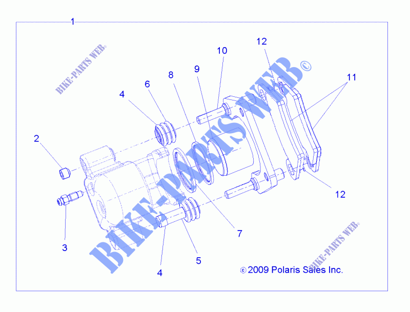 REAR BRAKE CALIPER   R14RC08GC/GJ/FJ (49RGRCALIPERRR10EV) for Polaris RANGER EV MIDSIZE/INTL 2014