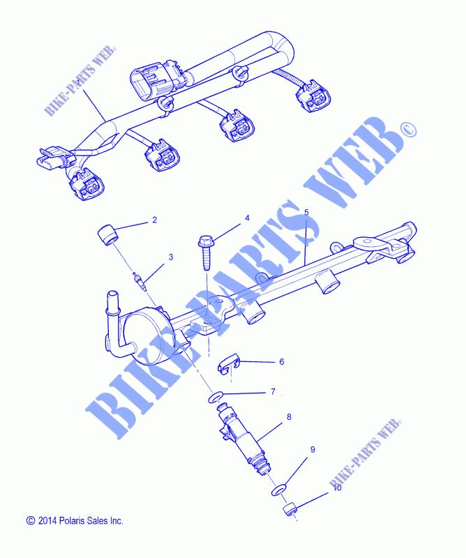 ENGINE, FUEL INJECTOR RAIL   T15AAS/AAP ALL OPTIONS (49SLINGSHOTFUELRAIL14SLING) for Polaris SLINGSHOT - SL - SL LE 2015