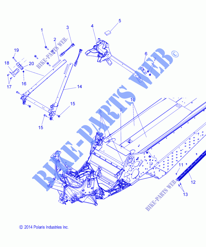 CHASSIS, CHASSIS ASM. AND OVER STRUCTURE   S16CU5BSL/BEL (49SNOWCHASSISFRT215550155) for Polaris INDY 2016