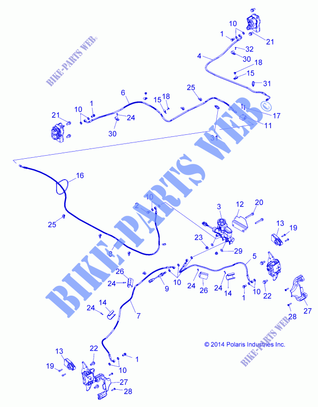 BRAKE LINES AND MASTER CYLINDER   Z16VBE99AK/AW/AB (49RGRBRAKELINES15Z90060) for Polaris RZR 1000 S4 2019