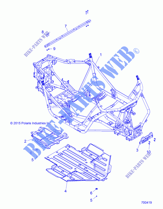 CHASSIS, MAIN FRAME AND SKID PLATE   Z16VBE99AK/AW/AB (700419) for Polaris RZR 1000 S4 2019