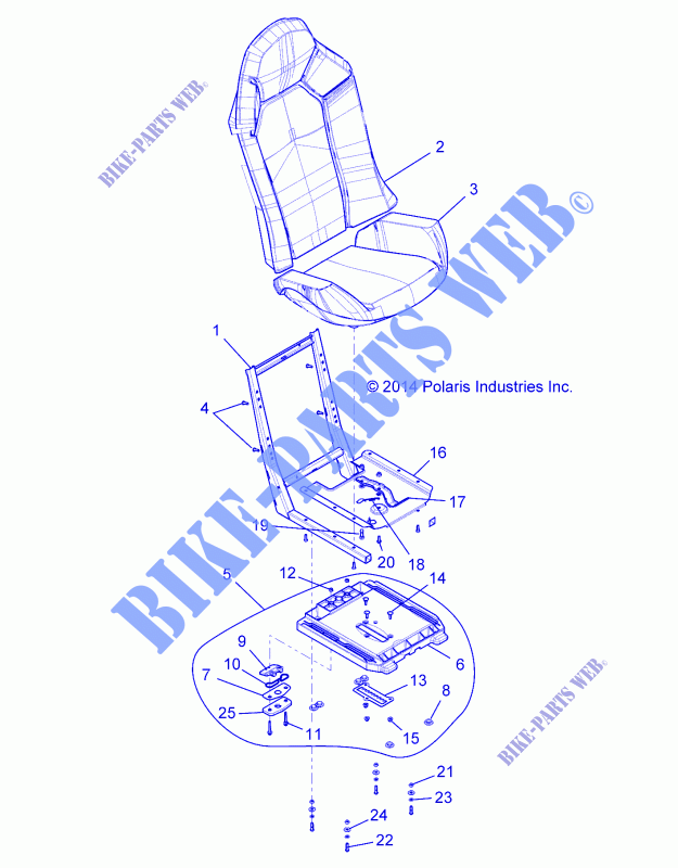 SEAT ASM. AND SLIDER   Z16VBE99AK/AW/AB (49RGRSEAT15RZR900) for Polaris RZR 1000 S4 2019