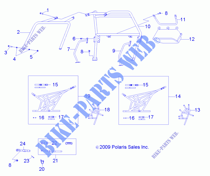 CHASSIS, CAB FRAME AND SIDE NETS   Z16YAV17AB/AF/CAB/CAF (49RGRCAB170) for Polaris RZR 170 2016