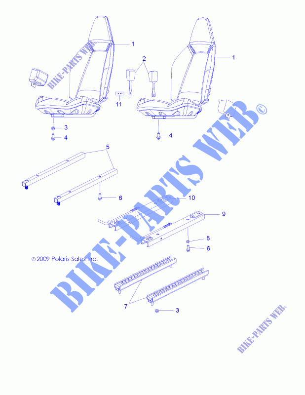SEAT, MOUNTING AND BELTS   Z16YAV17AB/AF/CAB/CAF (49RGRSEATMTG10RZR170) for Polaris RZR 170 2016
