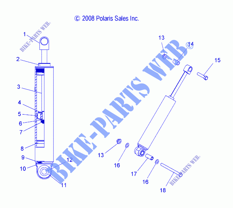 REAR TRACK SHOCK (7043441)   S15PU6NSL/NEL (49SNOWSHOCKREAR7043441) for Polaris WIDETRAK 2015